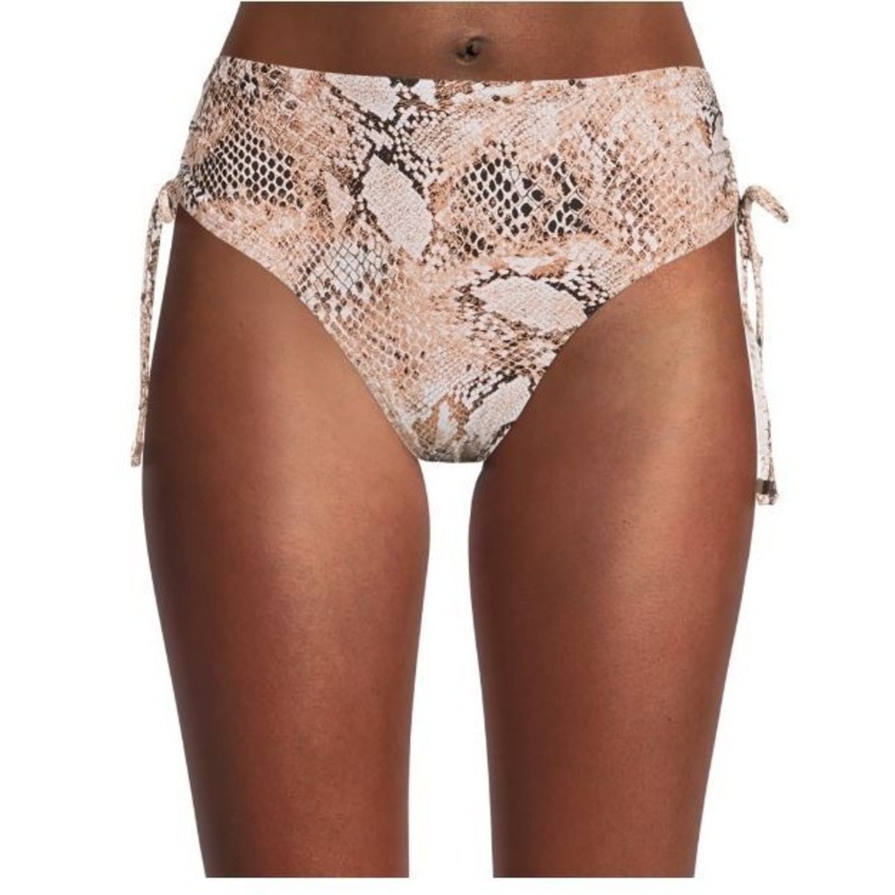 NEW Time and Tru Snake Skin Brown Mid Rise swim Bikini Bottom Plus sz 3X 24W-26W